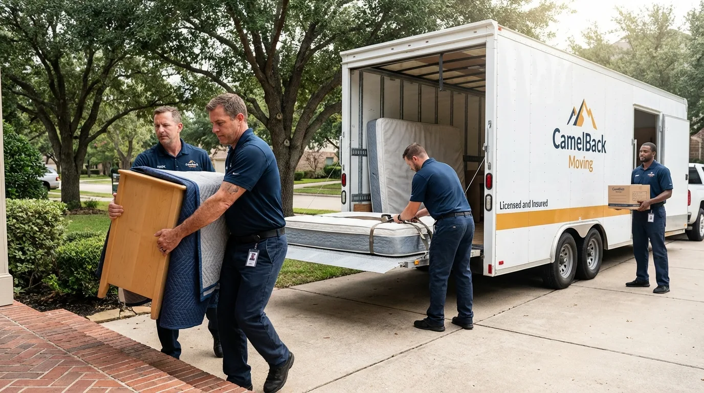 Crew loading residential truck for cross-state move from Bayonne, NJ