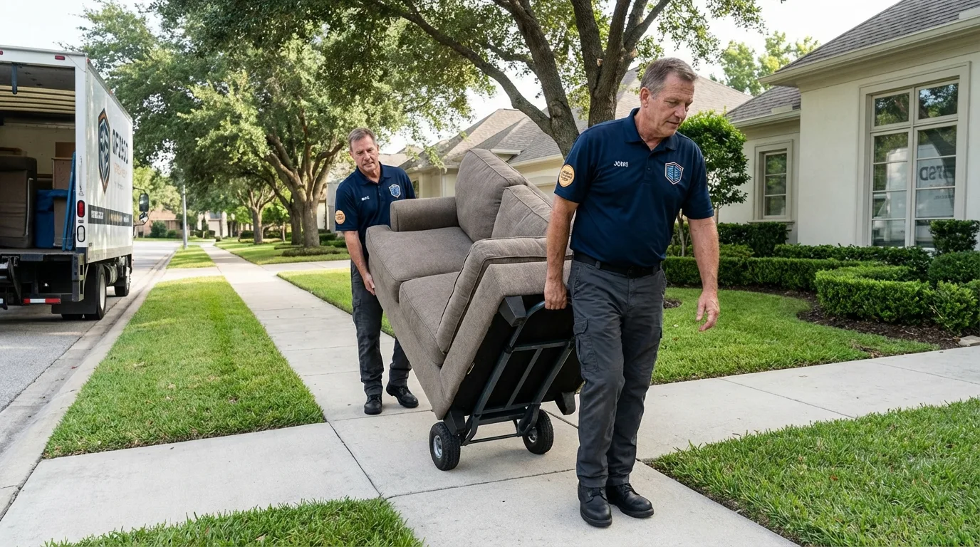 Local residential moving crew loading furniture in Bayonne, NJ