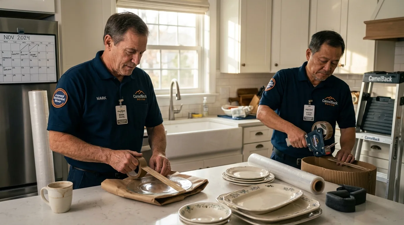 Professional crew packing kitchen dishware in Bayonne, NJ
